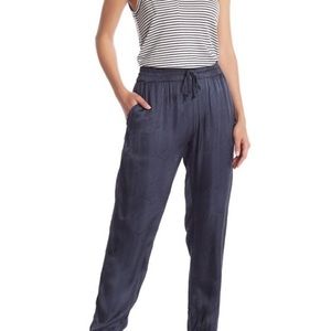 young fabulous & broke satin navy blue joggers
Size Medium